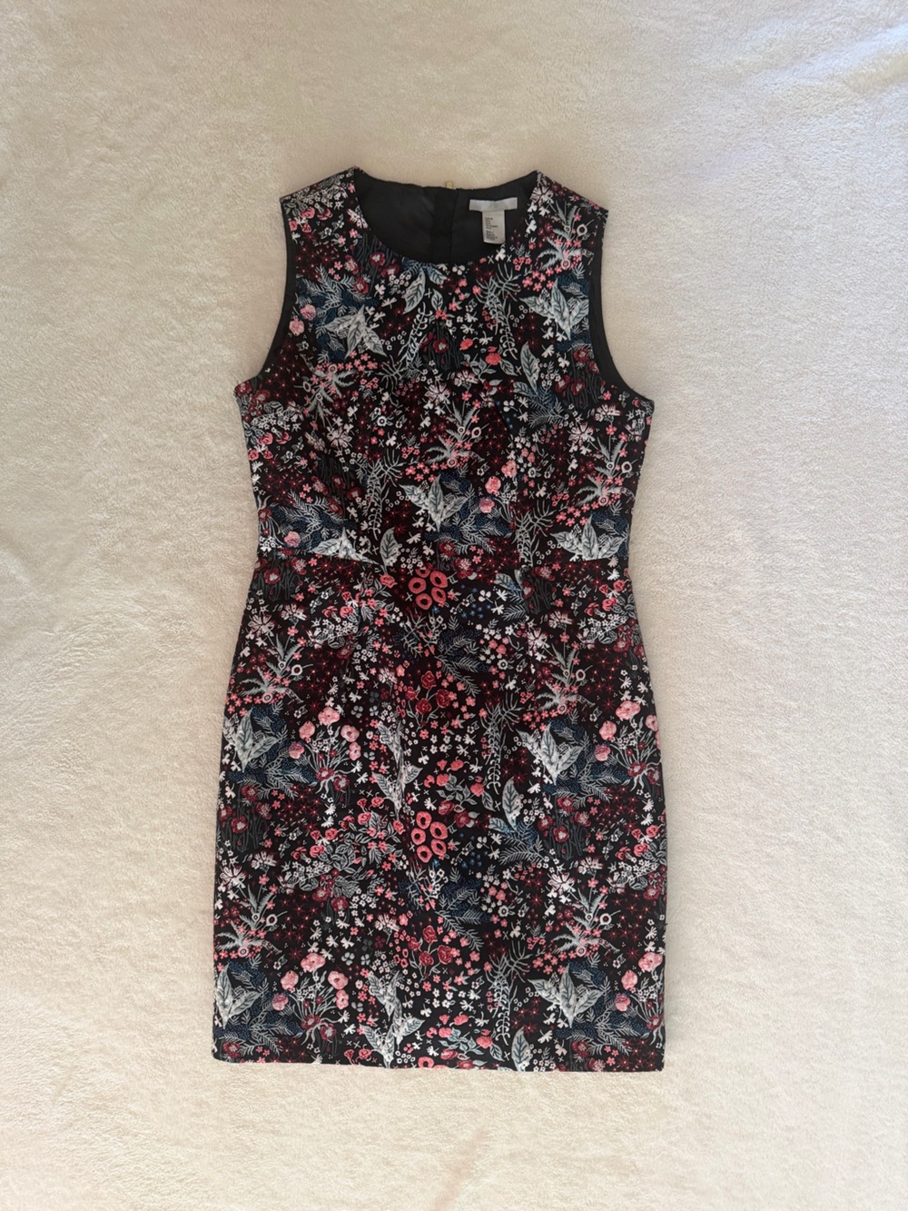 H&M Floral Jacquard Sleeveless Sheath Dress Size 8